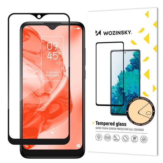 Wozinsky super durable Full Glue tempered glass full screen with Case Friendly TCL 205 black frame_0