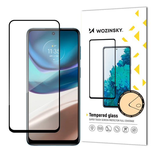 Wozinsky Super Durable Full Glue Tempered Glass Full Screen With Frame Case Friendly Motorola Moto G42 Black_0