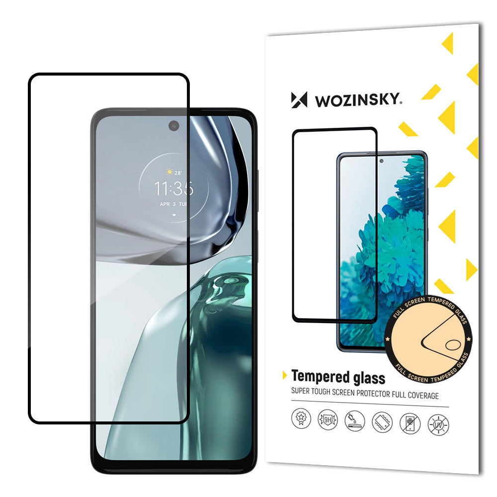 Wozinsky Super Durable Full Glue Tempered Glass Full Screen With Frame Case Friendly Motorola Moto G62 Black_0