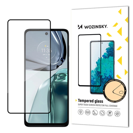 Wozinsky Super Durable Full Glue Tempered Glass Full Screen With Frame Case Friendly Motorola Moto G62 Black_0