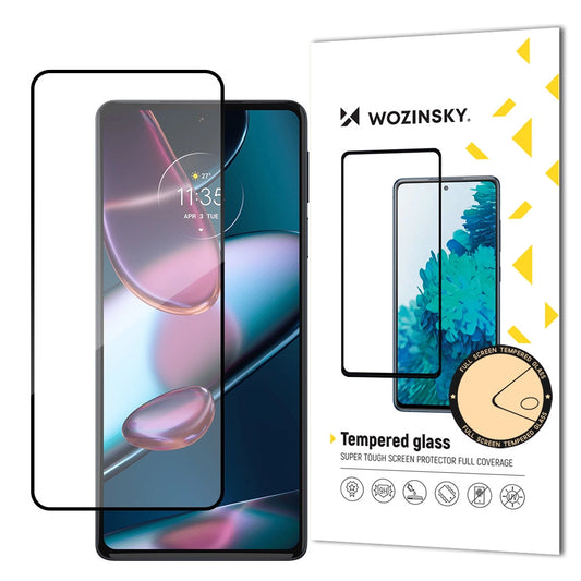Wozinsky super durable Full Glue tempered glass full screen with frame Case Friendly Motorola Edge 30 black_0