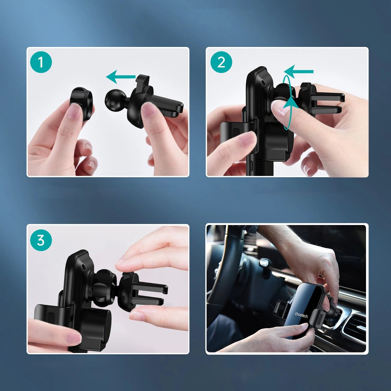Choetech induction charger with holder + magnetic tips black (T201-F)_10