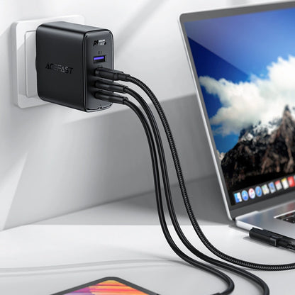 Acefast fast charger GaN 3xUSB-C/1xUSB-A 100W black + angled cable USB-C - USB-C 100W 2m black_3