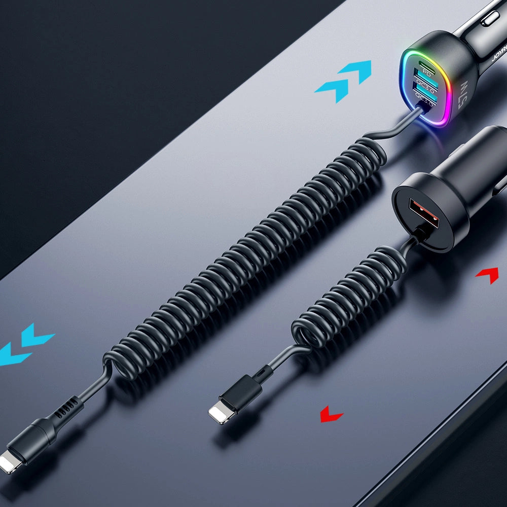 Joyroom fast car charger 4 in 1 PD, QC3.0, AFC, FCP with Lightning cable 1.6m 57W black (JR-CL20)_5