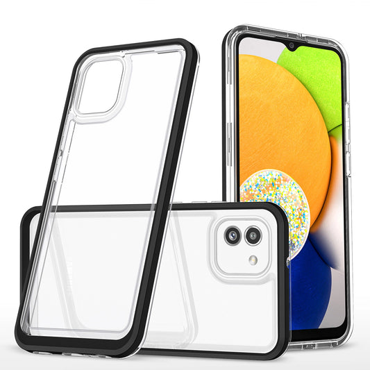 Clear 3in1 case for Samsung Galaxy A03 silicone cover with frame black_0