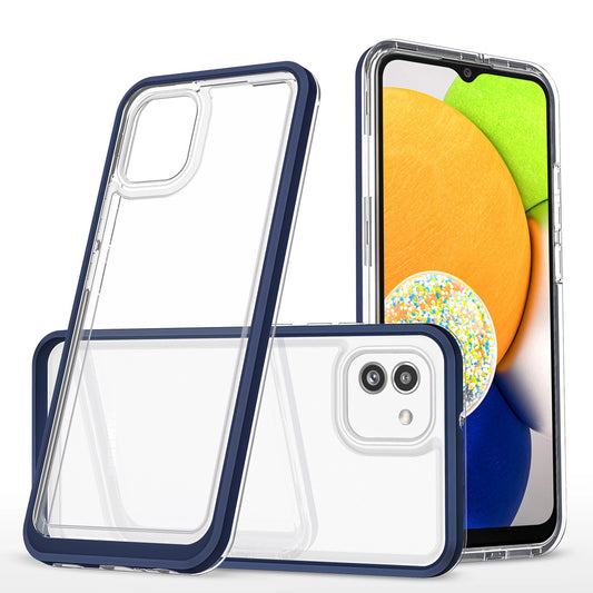 Clear 3in1 case for Samsung Galaxy A03 silicone cover with frame blue_0