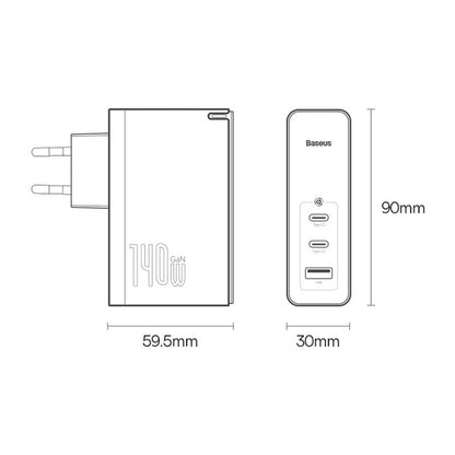 Wall charger Baseus GaN5 Pro 2xUSB-C + USB, 140W (black)_31