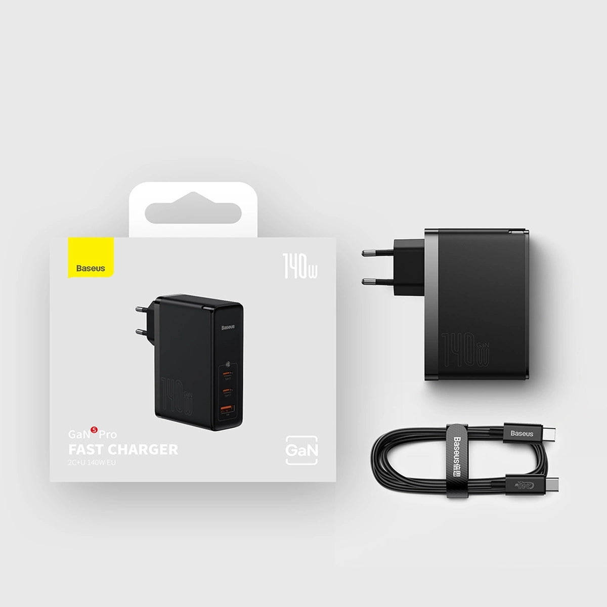 Wall charger Baseus GaN5 Pro 2xUSB-C + USB, 140W (black)_30