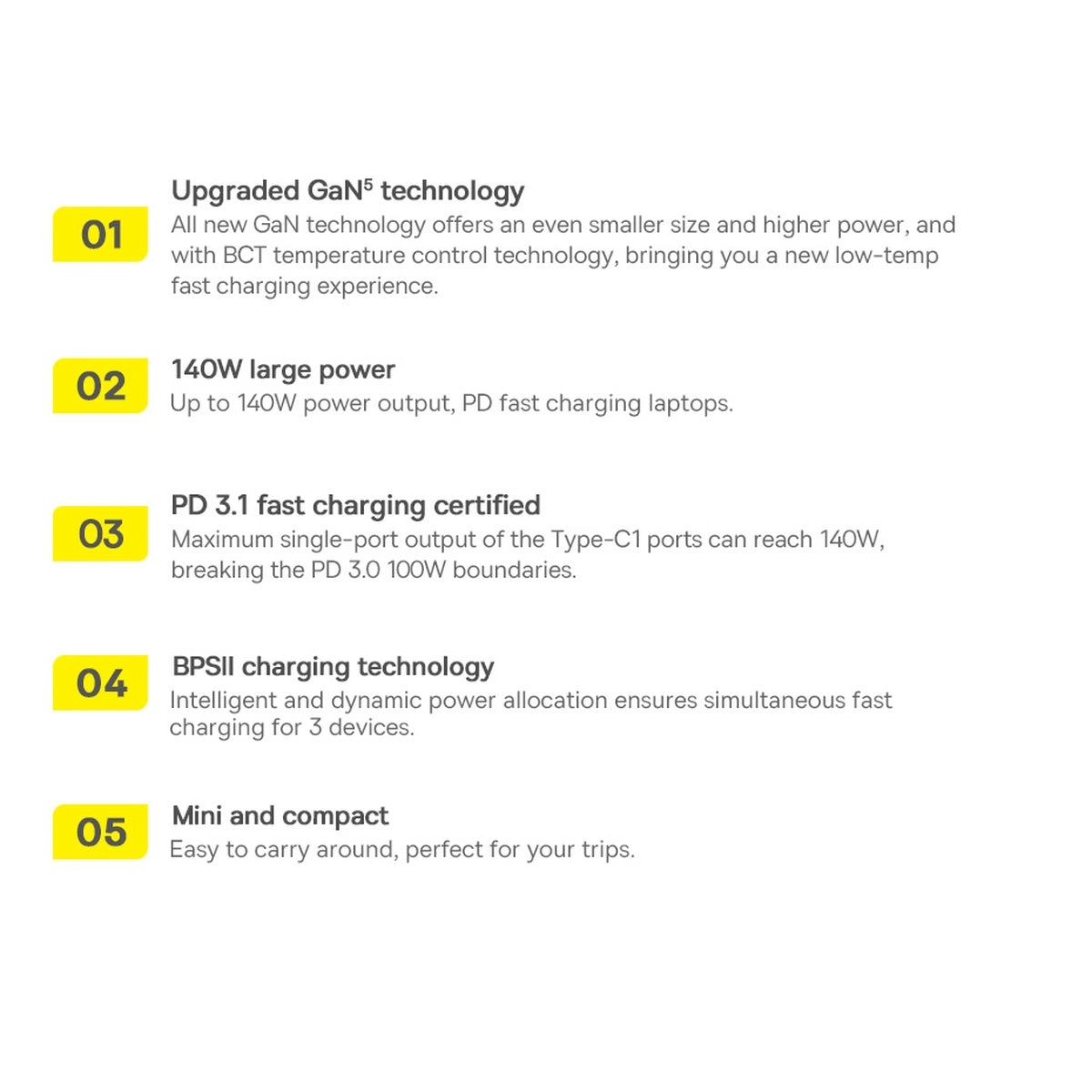 Wall charger Baseus GaN5 Pro 2xUSB-C + USB, 140W (black)_35