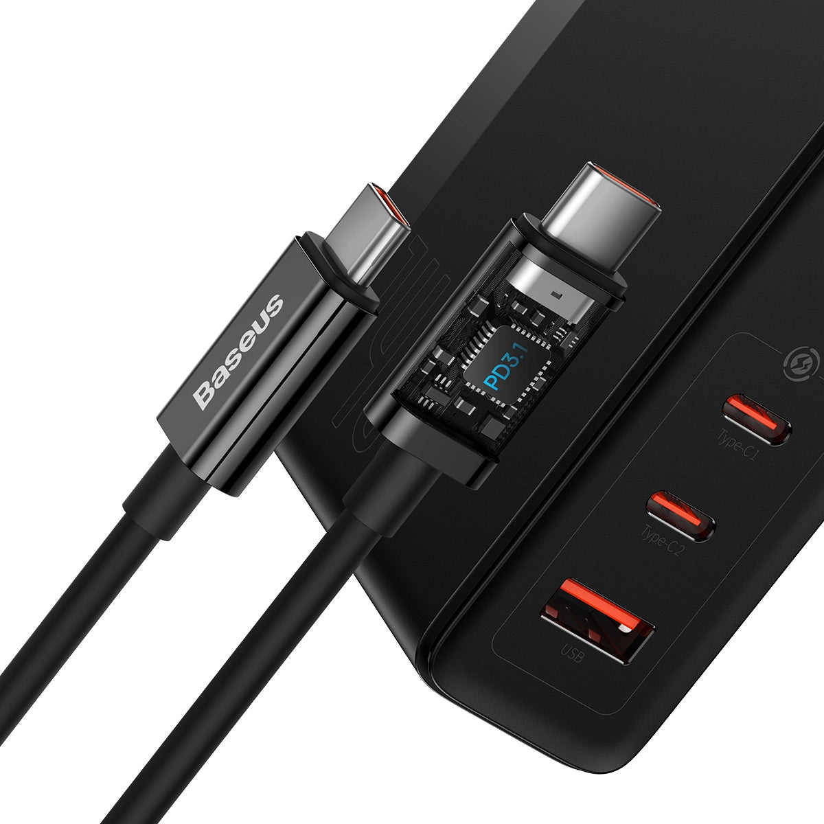 Wall charger Baseus GaN5 Pro 2xUSB-C + USB, 140W (black)_6