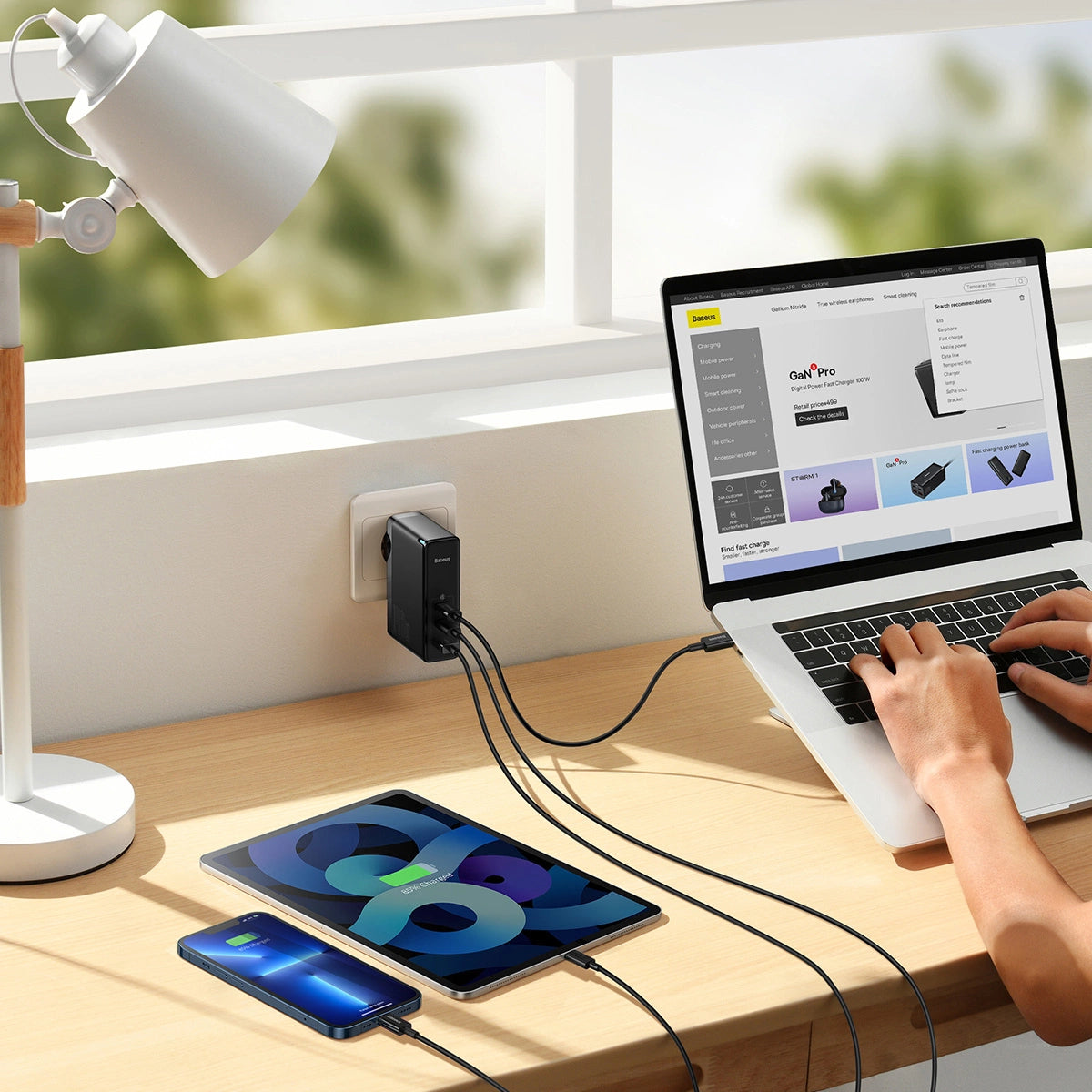 Wall charger Baseus GaN5 Pro 2xUSB-C + USB, 140W (black)_15