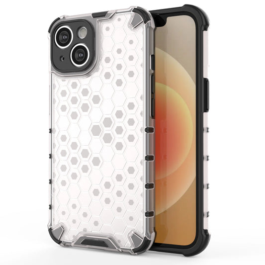 Honeycomb case for iPhone 14 armored hybrid cover transparent_0
