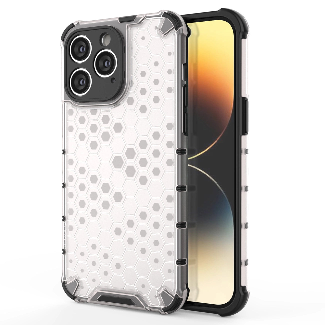 Honeycomb case for iPhone 14 Pro armored hybrid cover transparent_0