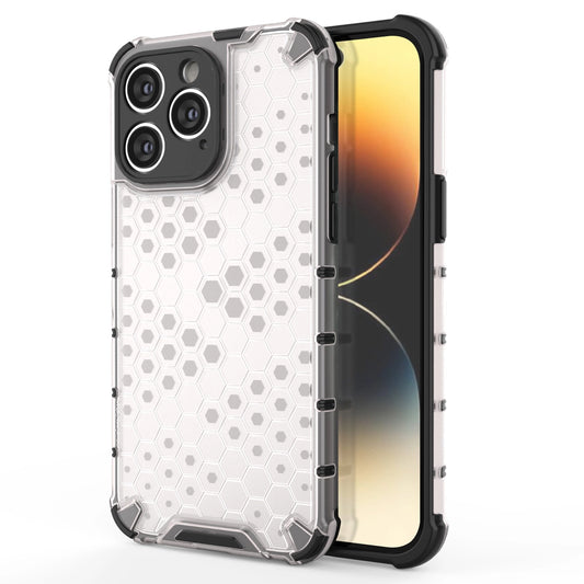 Honeycomb case for iPhone 14 Pro armored hybrid cover transparent_0