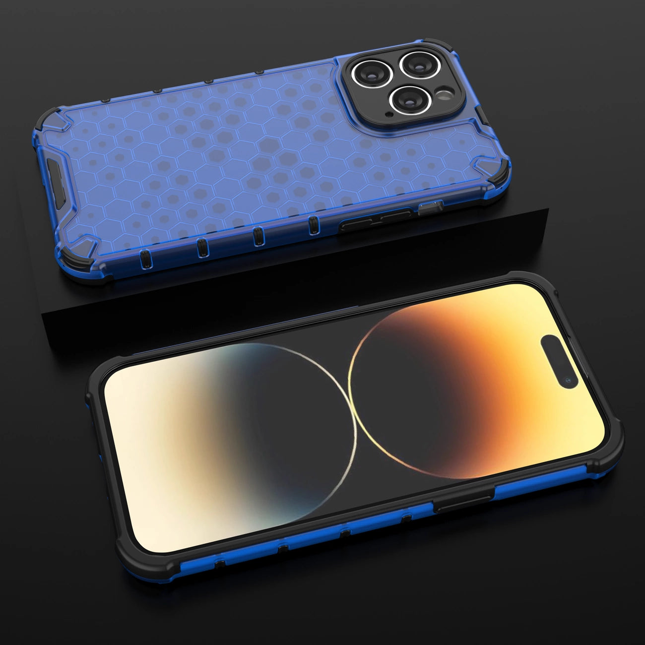 Honeycomb case for iPhone 14 Pro Max armored hybrid cover blue_15