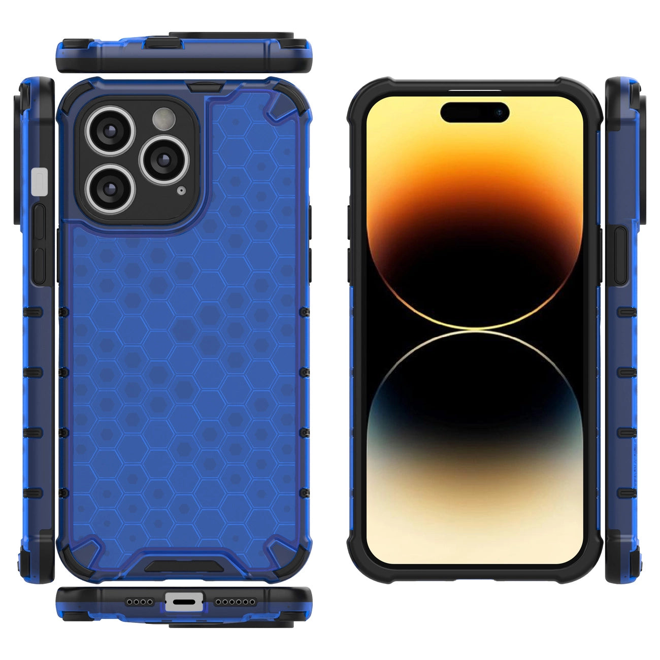Honeycomb case for iPhone 14 Pro Max armored hybrid cover blue_16