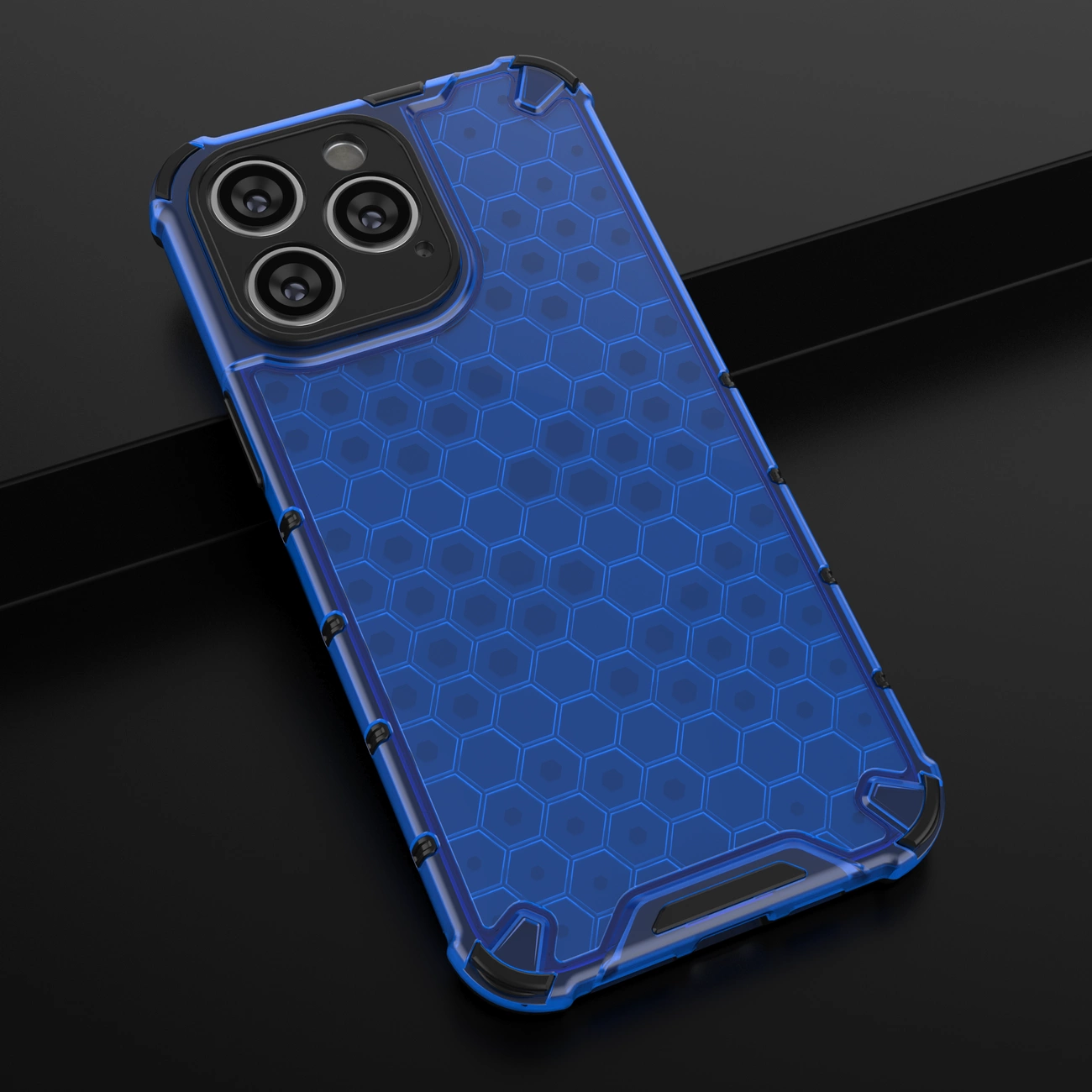 Honeycomb case for iPhone 14 Pro Max armored hybrid cover blue_17