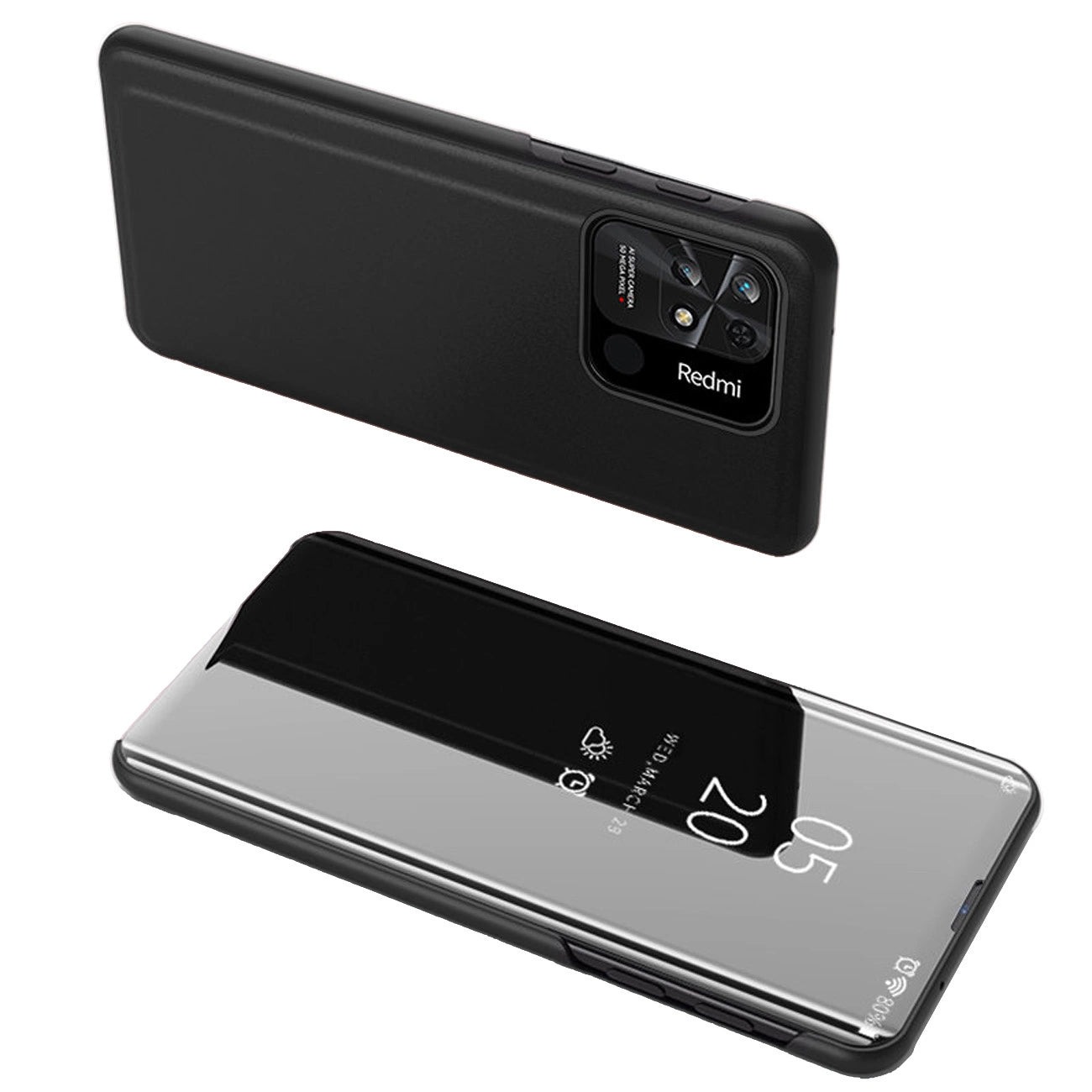 Clear View Case cover for Xiaomi Redmi 10C cover with a flap black_0