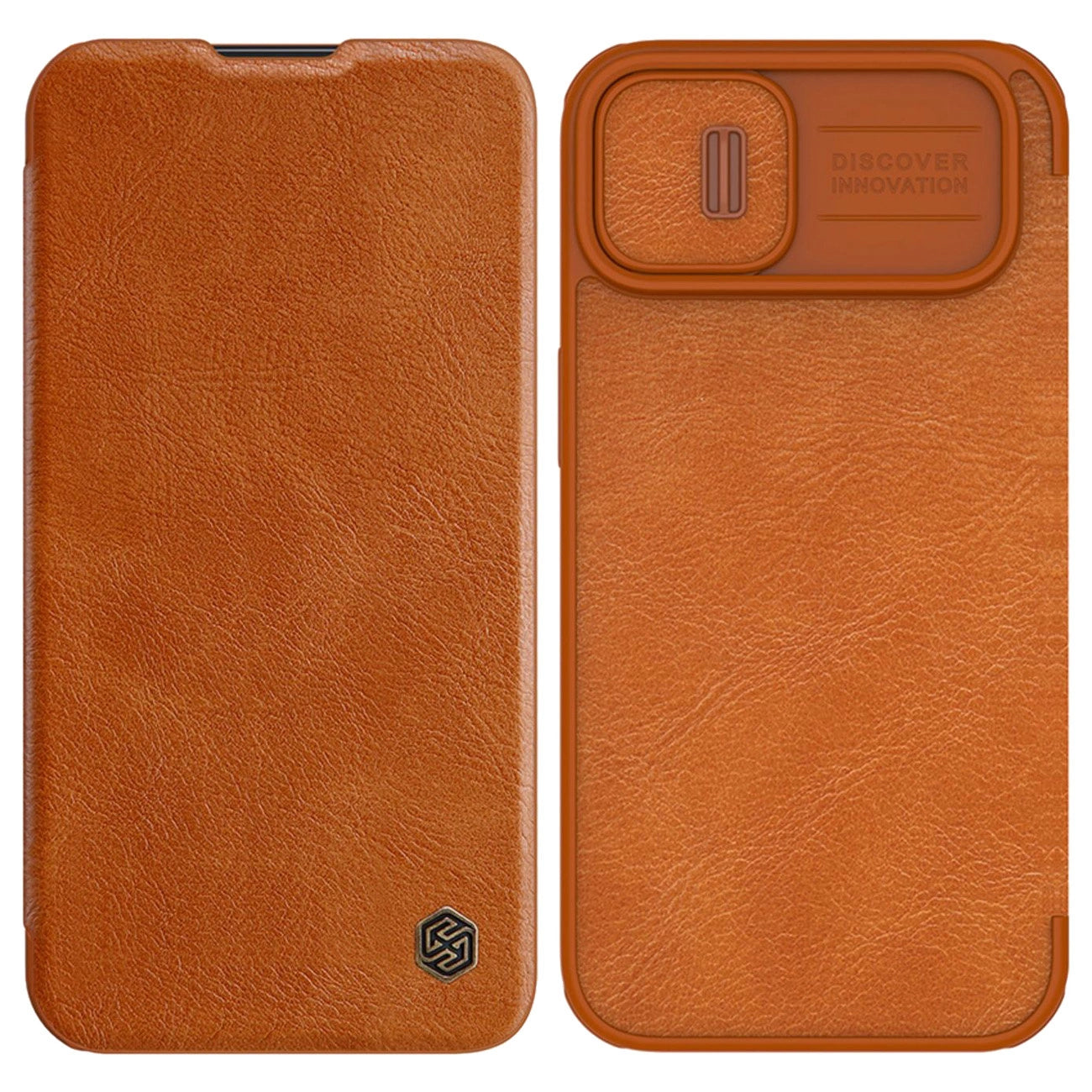 Nillkin Qin Leather Pro Case iPhone 14 Plus Camera Cover Holster Cover Flip Case Brown_0