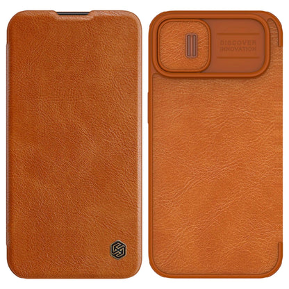 Nillkin Qin Leather Pro Case iPhone 14 Plus Camera Cover Holster Cover Flip Case Brown_0