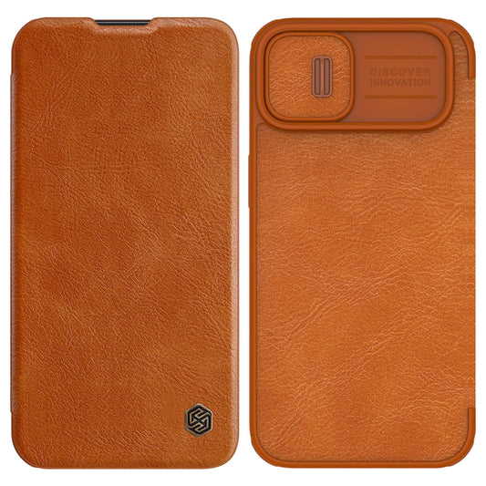 Nillkin Qin Leather Pro Case iPhone 14 Plus Camera Cover Holster Cover Flip Case Brown_0