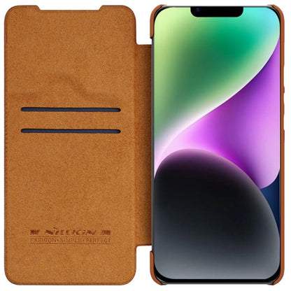 Nillkin Qin Leather Pro Case iPhone 14 Plus Camera Cover Holster Cover Flip Case Brown_1
