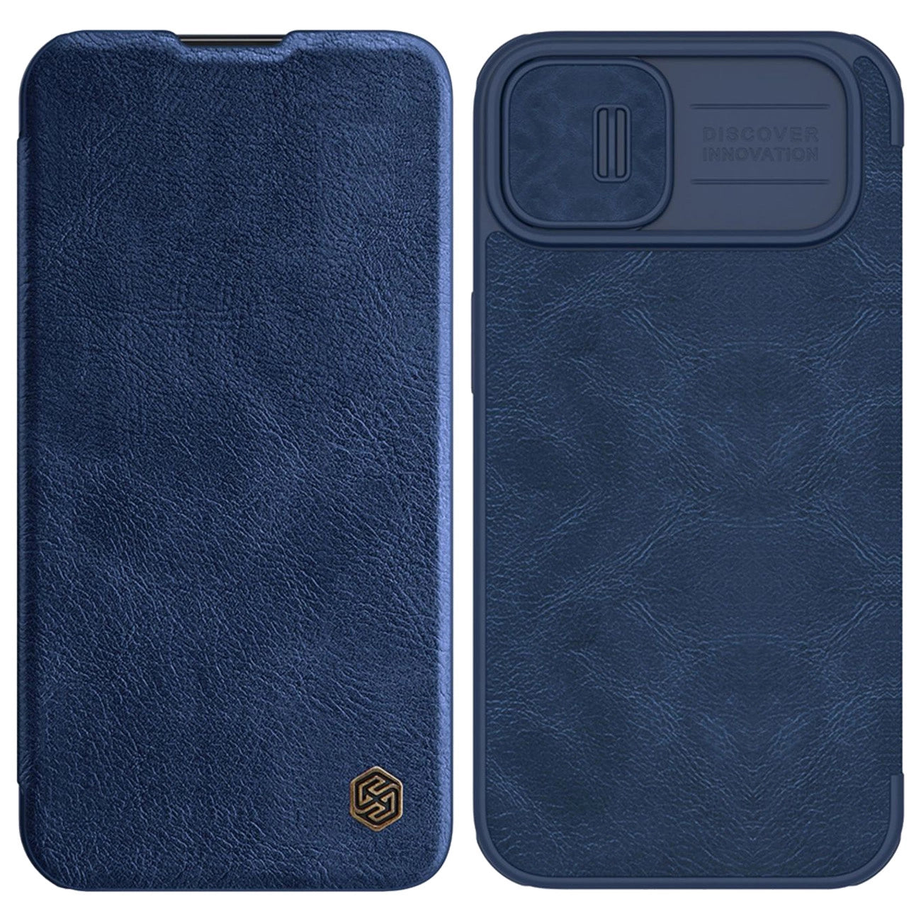 Nillkin Qin Leather Pro Case iPhone 14 Plus Camera Cover Holster Cover Flip Case Blue_0