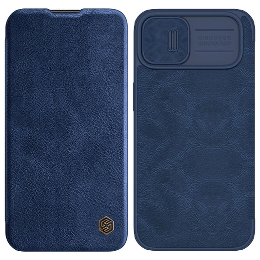 Nillkin Qin Leather Pro Case iPhone 14 Plus Camera Cover Holster Cover Flip Case Blue_0