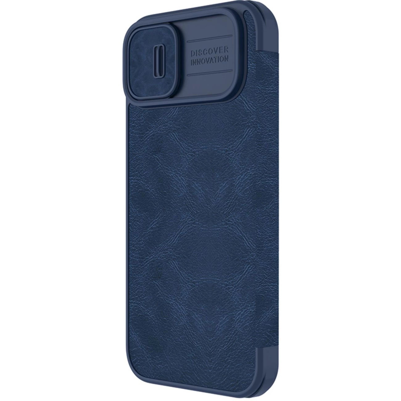 Nillkin Qin Leather Pro Case iPhone 14 Plus Camera Cover Holster Cover Flip Case Blue_2