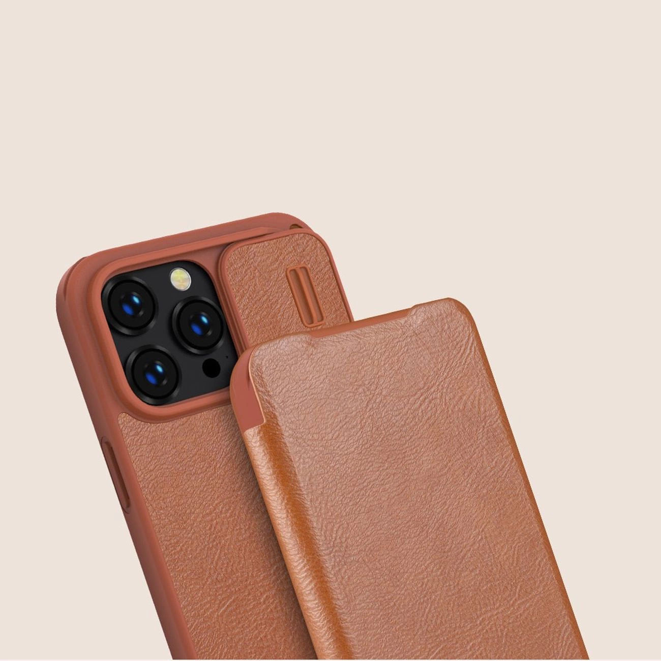 Nillkin Qin Leather Pro Case iPhone 14 Pro Max Camera Cover Holster Cover Flip Case Brown_13