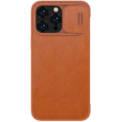 Nillkin Qin Leather Pro Case iPhone 14 Pro Max Camera Cover Holster Cover Flip Case Brown_2