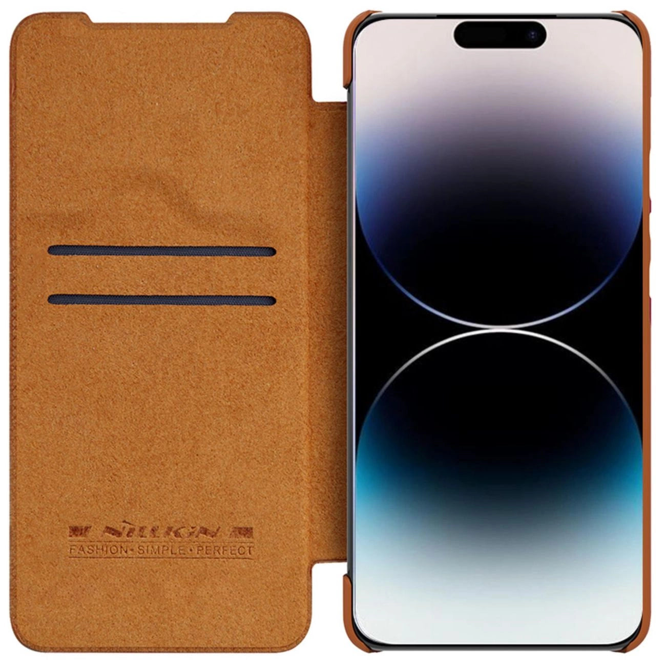 Nillkin Qin Leather Pro Case iPhone 14 Pro Max Camera Cover Holster Cover Flip Case Brown_1