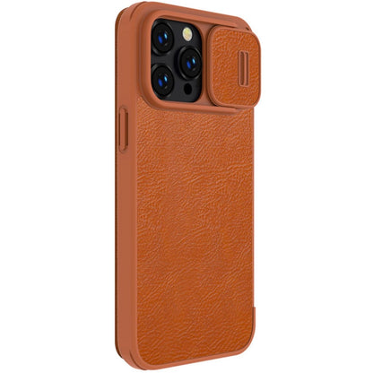 Nillkin Qin Leather Pro Case iPhone 14 Pro Max Camera Cover Holster Cover Flip Case Brown_5