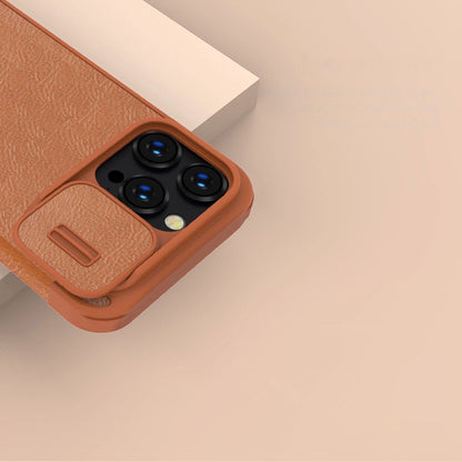 Nillkin Qin Leather Pro Case iPhone 14 Pro Max Camera Cover Holster Cover Flip Case Brown_9