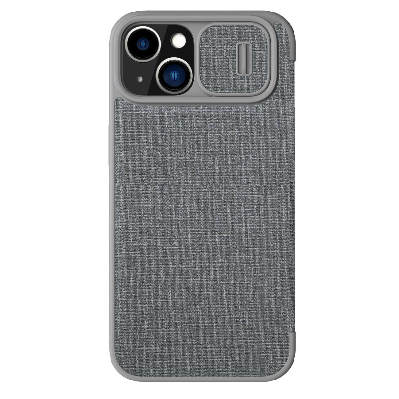 Nillkin Qin Cloth Pro Case Case for iPhone 14 Plus Camera Cover Holster Cover Flip Case Gray_0