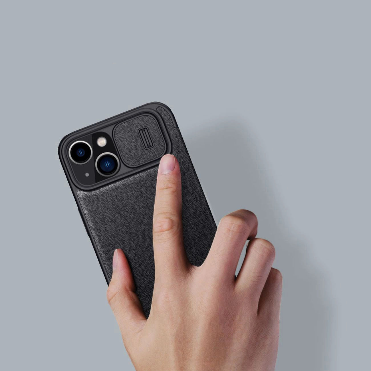 Nillkin Qin Cloth Pro Case Case for iPhone 14 Plus Camera Cover Holster Cover Flip Case Gray_13