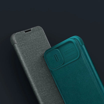 Nillkin Qin Cloth Pro Case Case for iPhone 14 Plus Camera Cover Holster Cover Flip Case Gray_20