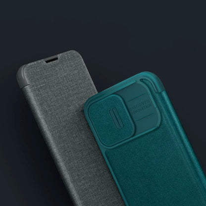Nillkin Qin Cloth Pro Case Case for iPhone 14 Pro Max Camera Cover Holster Cover Flip Case Blue_14