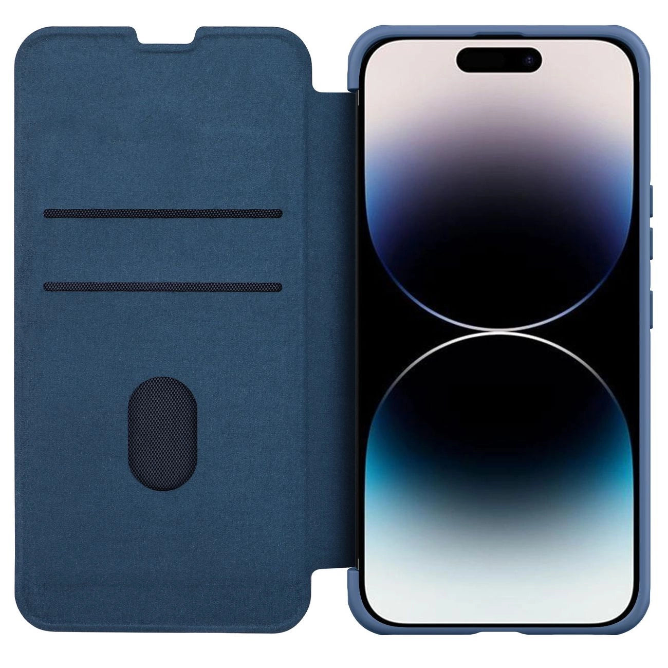 Nillkin Qin Cloth Pro Case Case for iPhone 14 Pro Max Camera Cover Holster Cover Flip Case Blue_2
