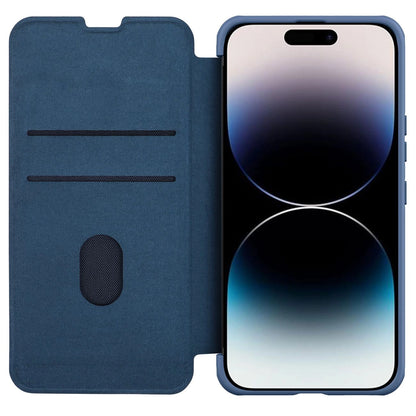 Nillkin Qin Cloth Pro Case Case for iPhone 14 Pro Max Camera Cover Holster Cover Flip Case Blue_2