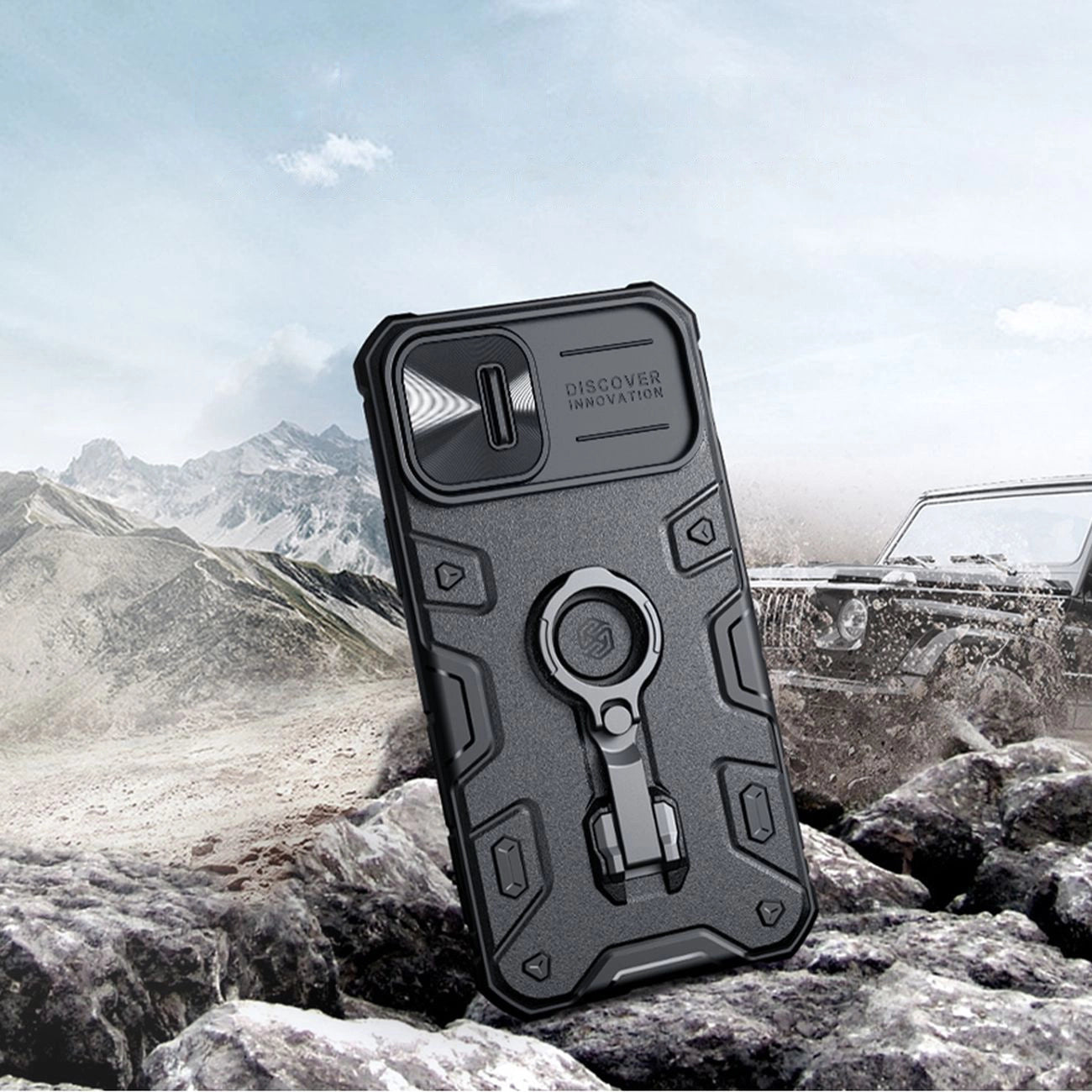 Nillkin CamShield Armor Pro Case iPhone 14 Plus armored cover with camera cover ring stand blue_6