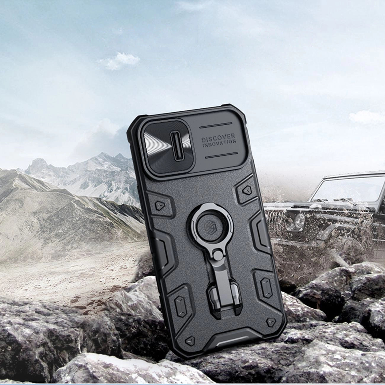 Nillkin CamShield Armor Pro Magnetic Case iPhone 14 Plus MagSafe armored cover stand ring black_6