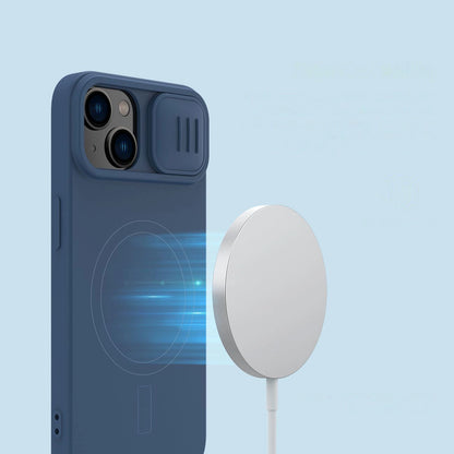 Nillkin CamShield Magnetic Silicone Case iPhone 14 Plus Magnetic MagSafe Cover with Camera Protector Blue_9