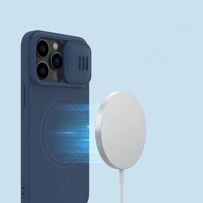 Nillkin CamShield Magnetic Silicone Case iPhone 14 Pro Max Magnetic MagSafe Cover with Camera Protector Blue_8