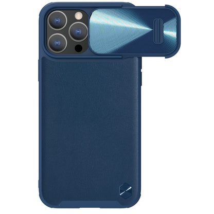 Nillkin CamShield Leather S Case iPhone 14 Pro case with camera cover blue_0