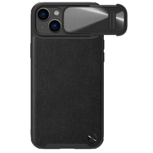 Nillkin CamShield Leather S Case iPhone 14 Plus case with camera cover black_0