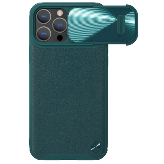Nillkin CamShield Leather S Case iPhone 14 Pro Max case with camera cover green_0