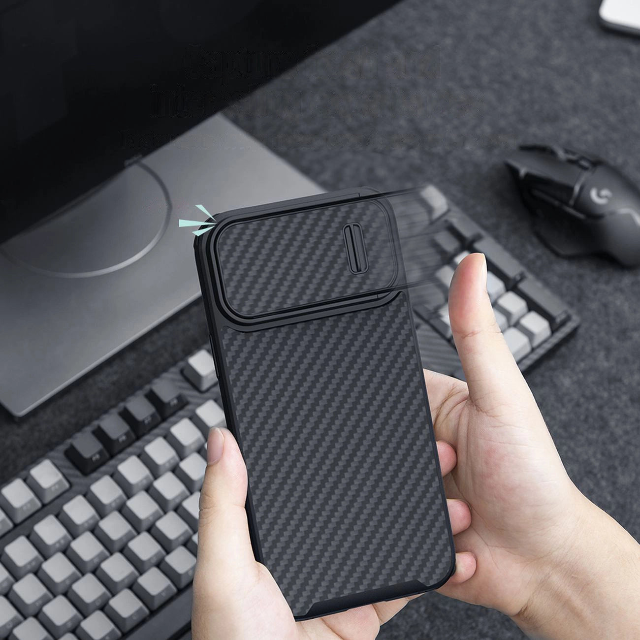 Nillkin Synthetic Fiber S Case iPhone 14 case with camera cover, black_9