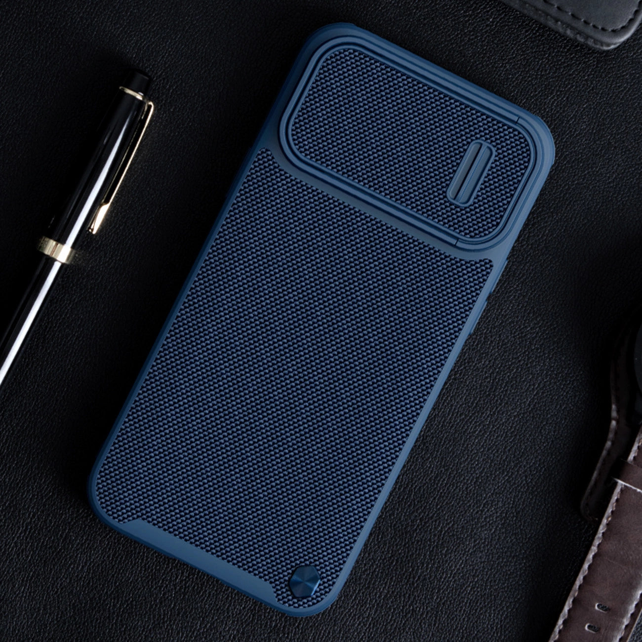 Nillkin Textured S Case for iPhone 14 Plus, armored cover with camera cover, blue_14
