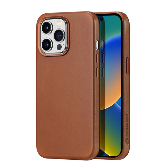 Dux Ducis Naples iPhone 14 Pro case magnetic leather MagSafe case brown_0